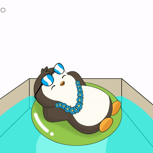 Labor Day Weekend Penguin On Pool GIF