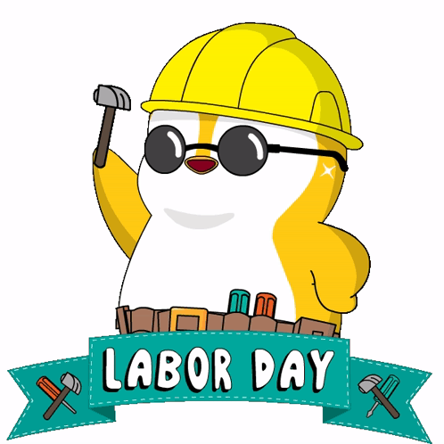 Labor Day Weekend Working Penguin GIF