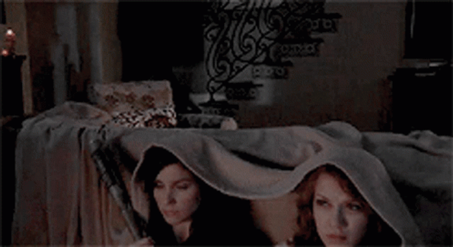 Ladies Afraid In Thunder Storm GIF