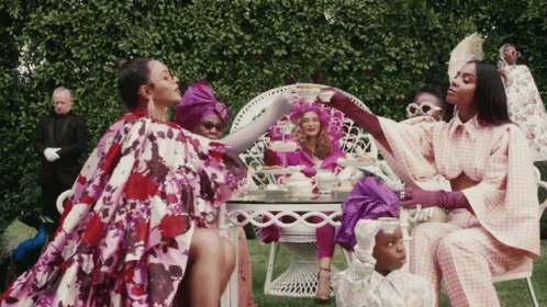 Ladies Having Tea Party At Garden GIF