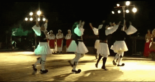 Ladies In Fustanella Executing Greece Traditional Dance GIF