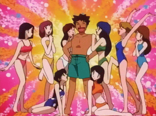 Ladies Man Surrounded Bikini Girls GIF