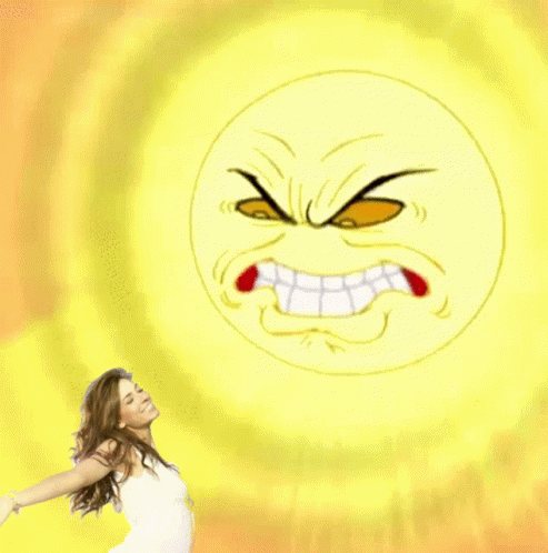 Lady And Angry Sun Heat Stroke GIF