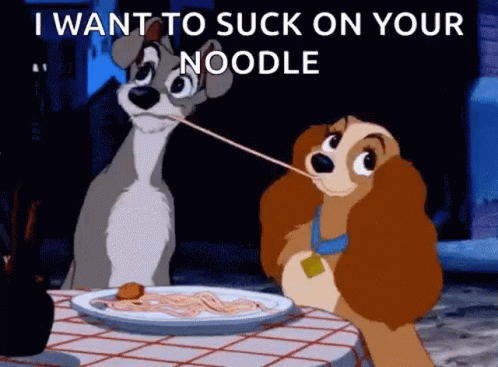 Lady and the Tramp Noodle Sucking Caption