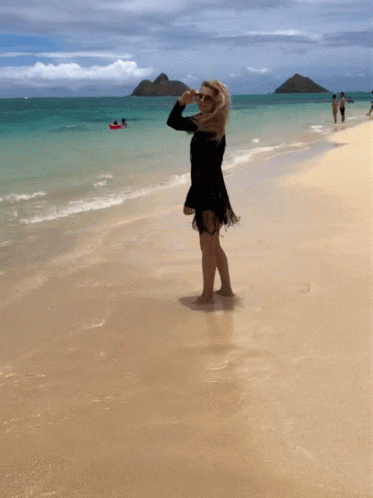 Lady Beach Birthday Pose GIF