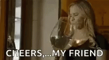Lady Cheers My Friend GIF