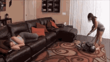 Lady Cleaning & Vacuuming The Carpet GIF