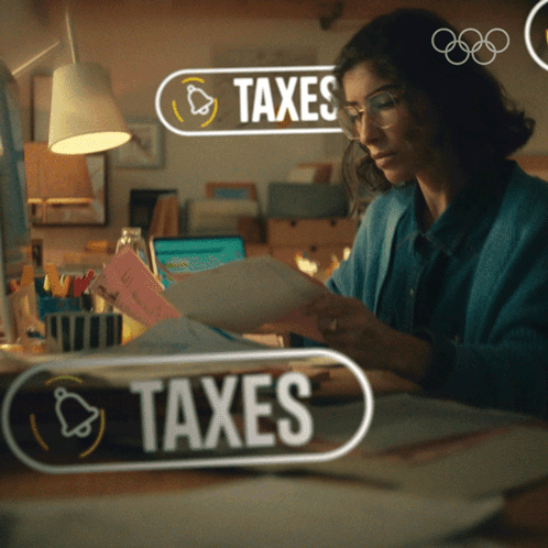 Lady Counting Taxes GIF