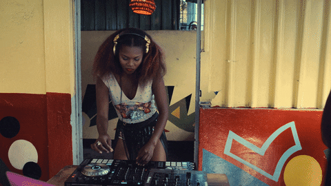 Lady Dj Grooving To The Music GIF
