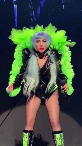 Lady Gaga Funny Green Outfit GIF