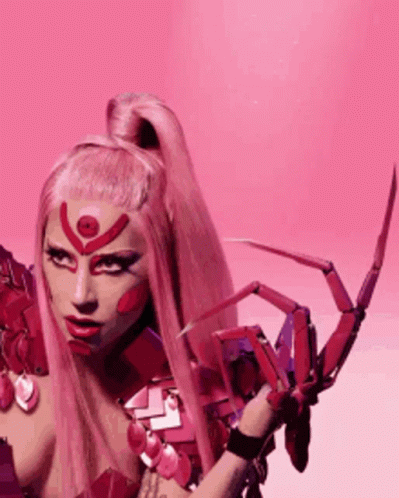 Lady Gaga With Long Pink Fake Nails GIF