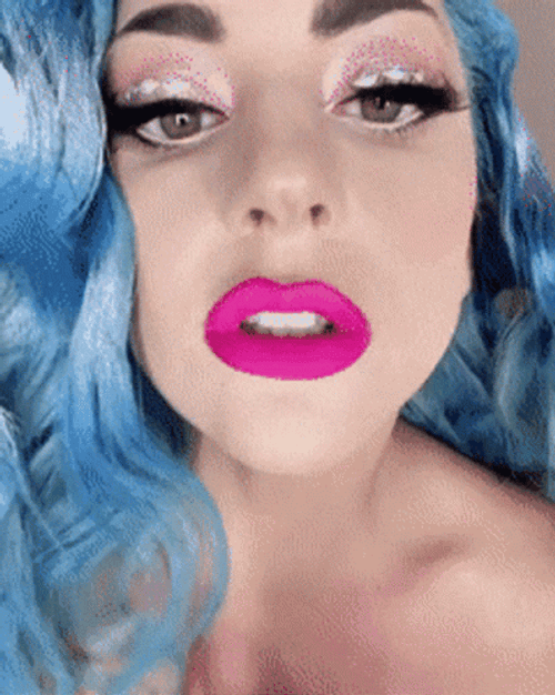 Lady Gaga Pink Lips Kiss GIF