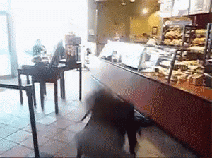 Lady Going Wild In Coffee Shop GIF