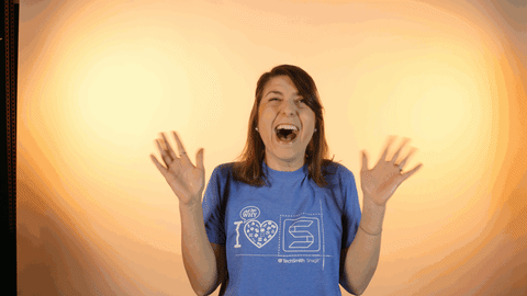 Lady In Blue Shirt Hollering GIF