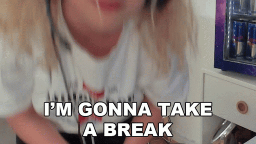 Lady In Headset Gonna Take A Break GIF