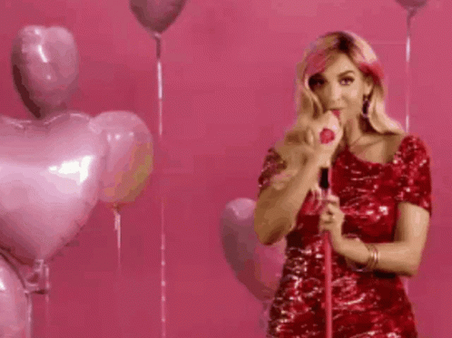 Lady In Red Beaten Balloon Pop GIF