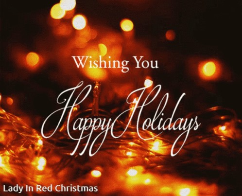 Lady in Red Christmas Wishing Happy Holidays
