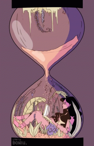 Lady Lying Inside Hourglass GIF