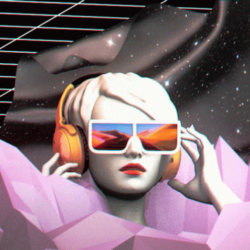 Lady Neon Glasses Galaxy GIF