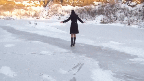 Lady On Boots Slipping GIF