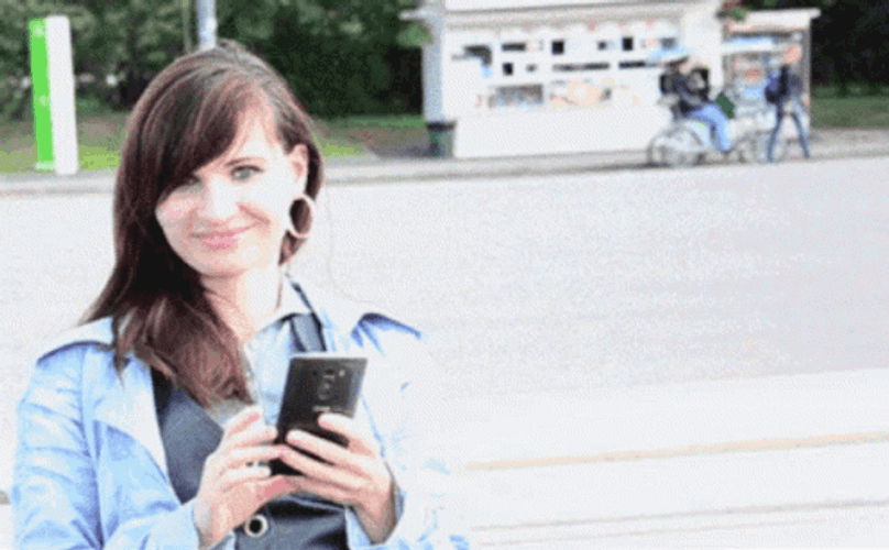 Lady On The Street Selfie GIF