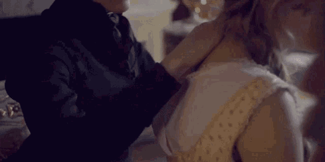 Lady Sensual Back Massage While Sitting GIF