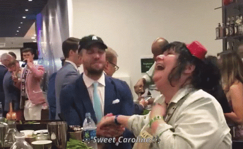 Lady Sings Sweet Caroline GIF