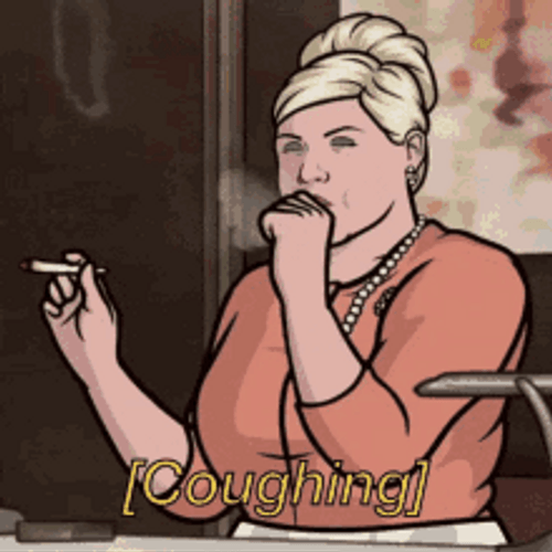 Lady Smoking And Coughing Animation GIF