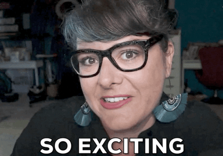 Lady With Eyeglasses So Excited GIF