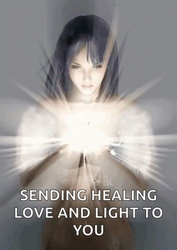 Lady With Shining Hands Sending Healing Vibes GIF