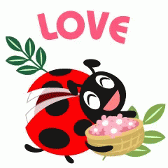 Jolly Ladybug Spreading Love Graphic Design GIF
