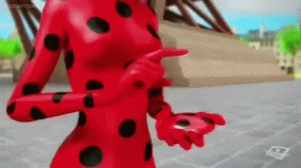 Ladybug Freeing White Butterfly GIF