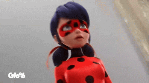 Ladybug In Red And Black Polka Dot Costume And Mask GIF
