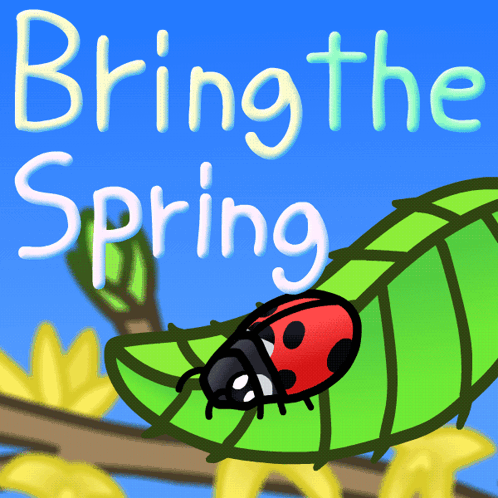Ladybug On Green Leaf Bring The Spring GIF
