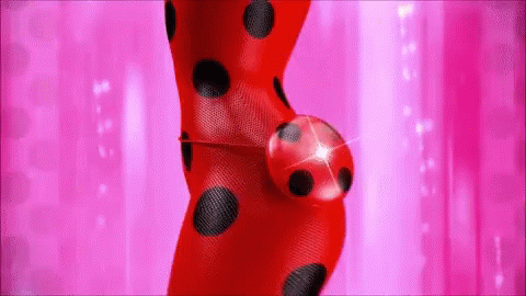 Ladybug On Pink With Red Ball GIF
