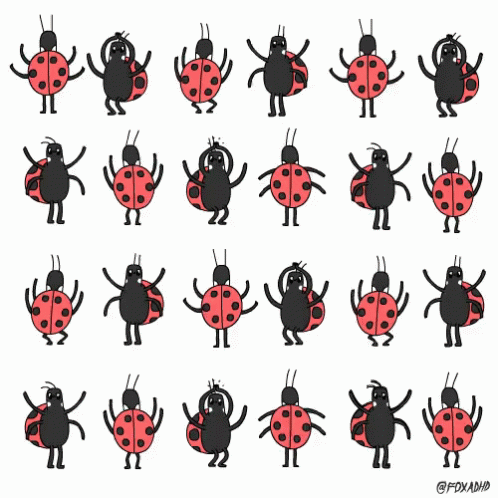 Ladybugs And Spiders Dancing GIF