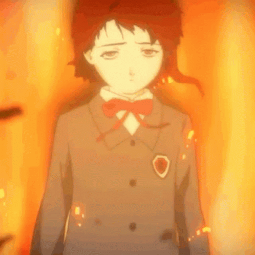 Lain Anime On Fire GIF