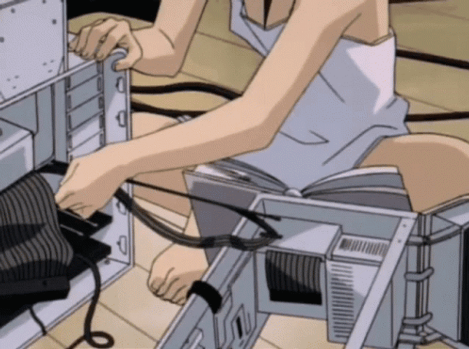 Lain Anime Repair Computer  GIF