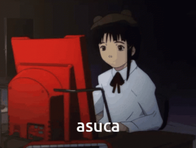 Lain Anime Using Computer Keyword GIF