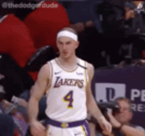 Lakers Basketball Player in Front of Crowd
