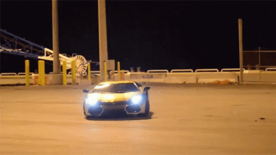Lamborghini Aventador Neon Yellow Drifting GIF