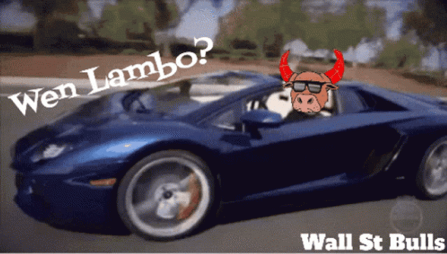 Lamborghini Bull Cartoon Riding Sports Car GIF