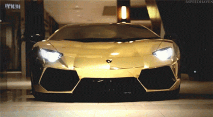 Lamborghini Cool Sports Car Golden Yellow GIF