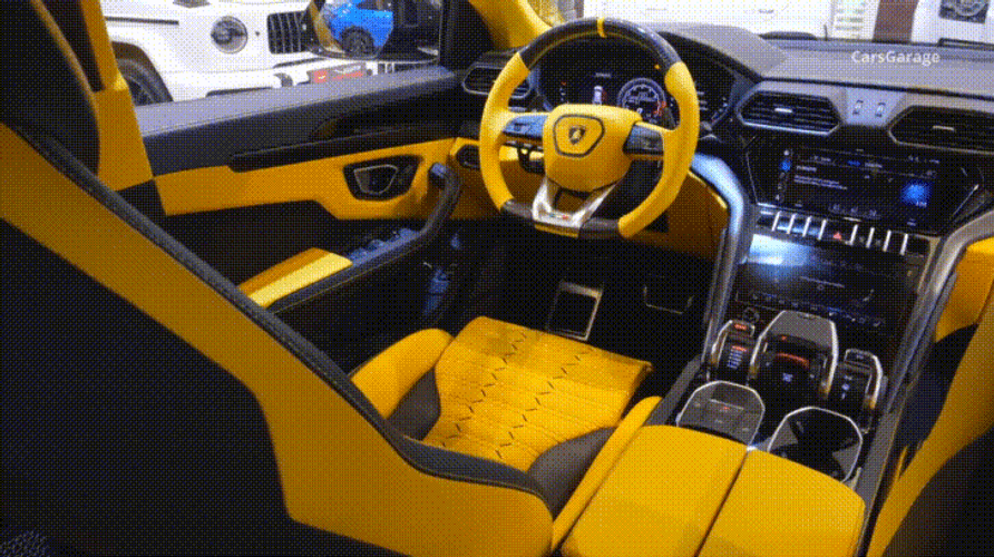 Lamborghini Sport Car Yellow Interior GIF