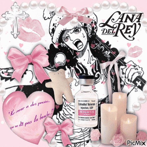 Lana Del Rey with Estradiol Valerate Bottle