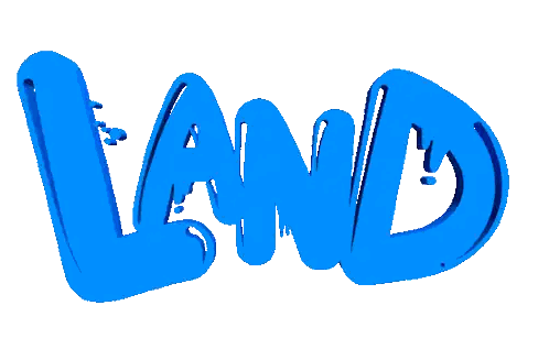Land Word in Blue Letters