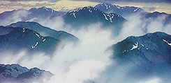 Landscape Foggy Mountains Studio Ghibli GIF