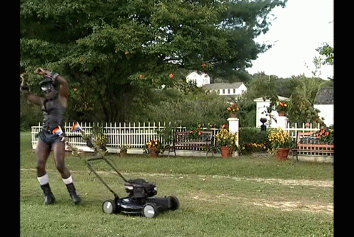 Landscape Guy Dancing Mowing GIF