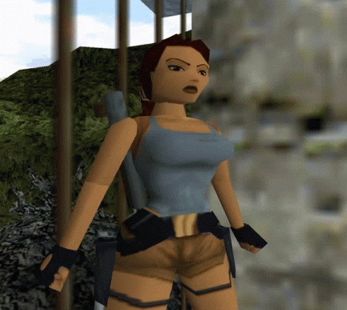 Lara Croft Standing by Fence