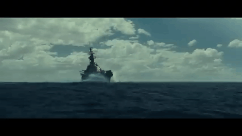 Large Battleship On The Sea GIF